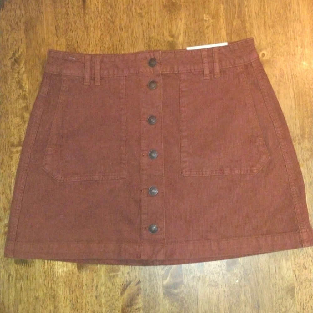 NWT AE Super High-Waisted Corduroy A-Line Skirt 8